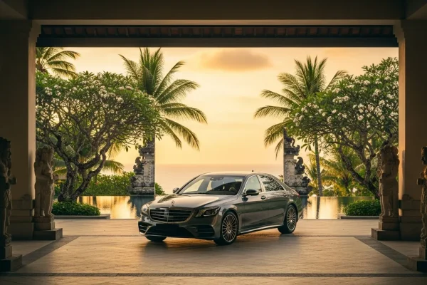 Private airport transfer arriving at a Bali luxury villa
